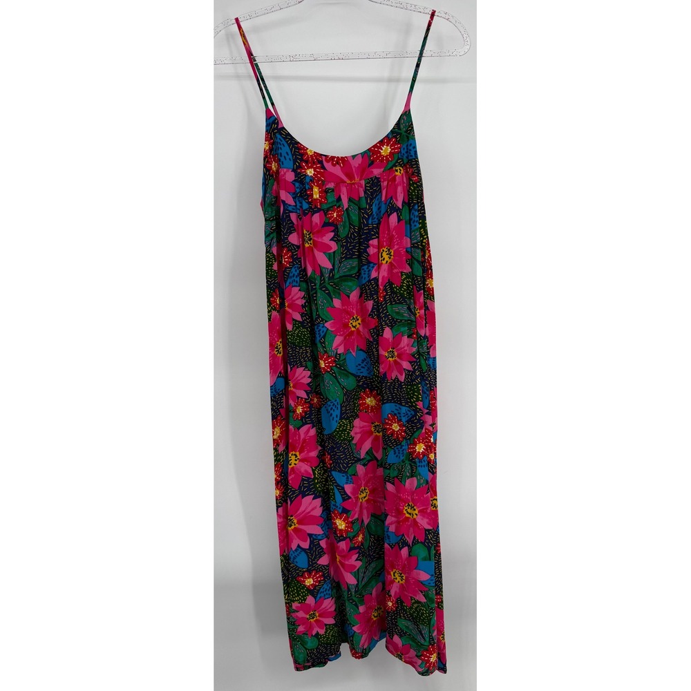 Patrons of Peace Womens Pink Floral Tropical Rayon Midi Dress Sz M